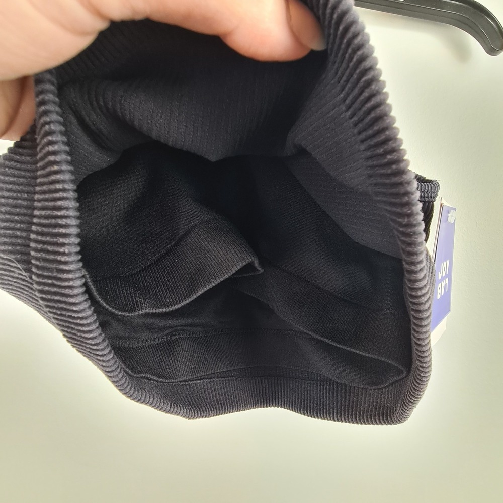 Joylab Seamless Stretch Padded Sports Bra XS Ribbed Black Onyx NEW Yoga Work Out - Picture 5 of 7